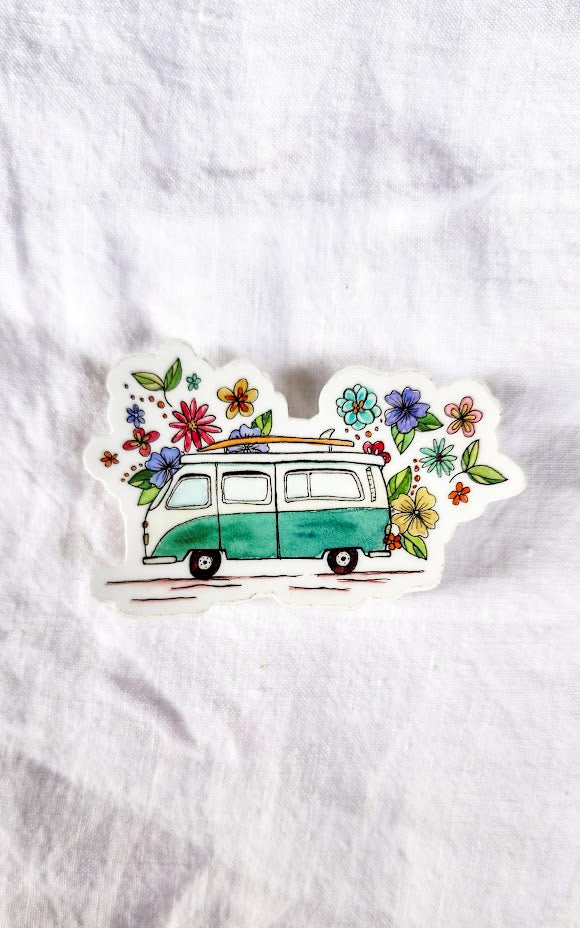 Retro VW Bus: Vinyl Waterproof Sticker