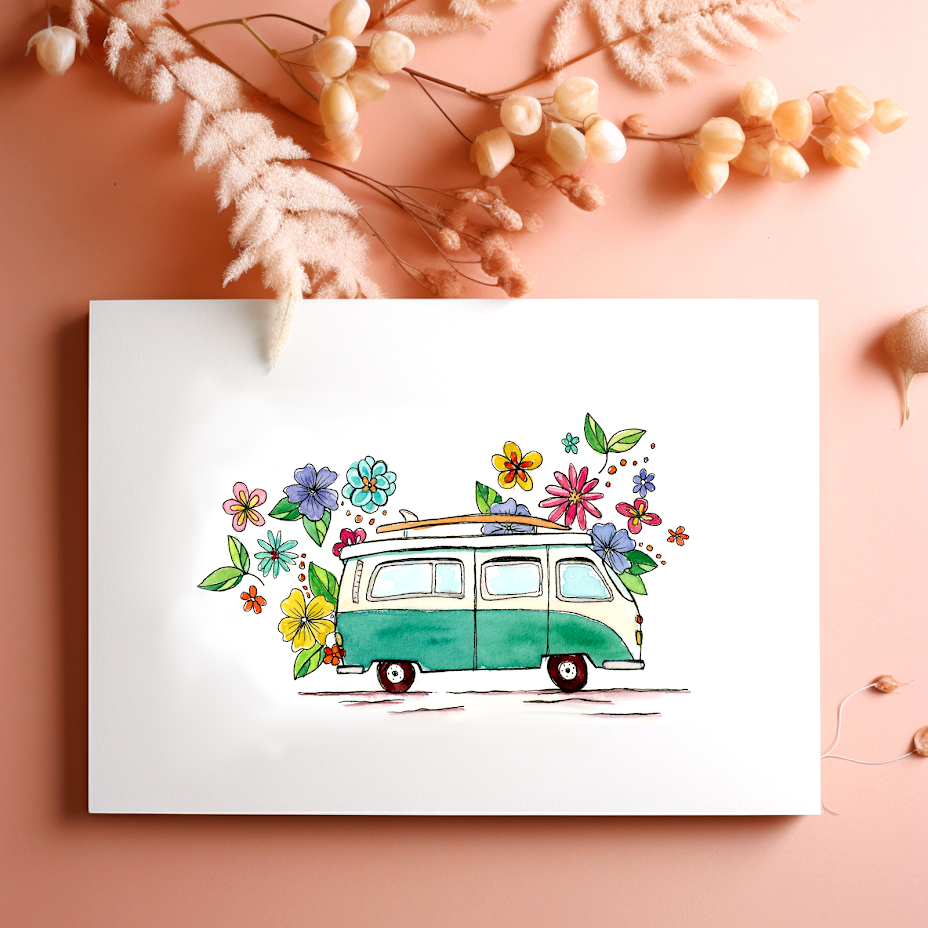 VW Retro Van Greeting Card